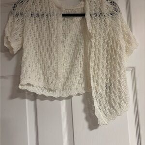 Elegant Cream Open-Knit Sweater